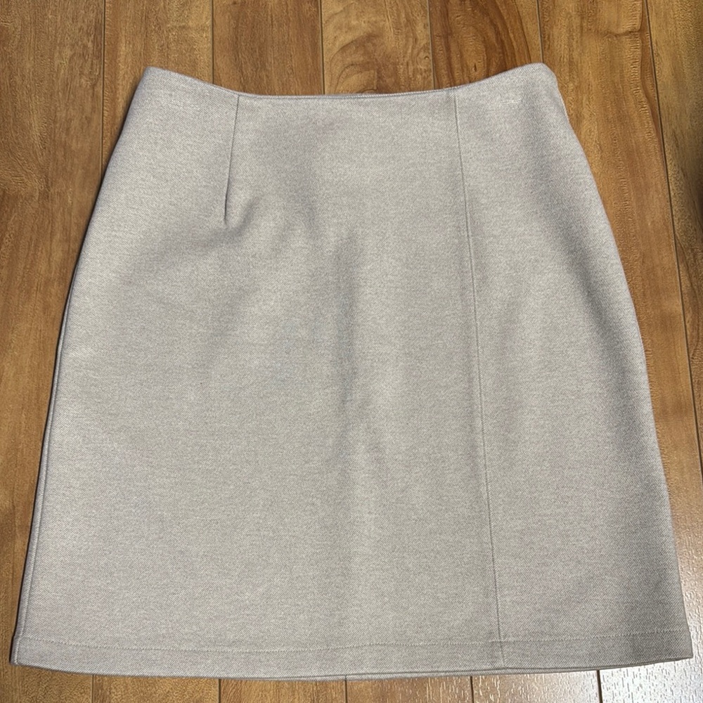 Tan and White A-Line Midi Skirt for Work